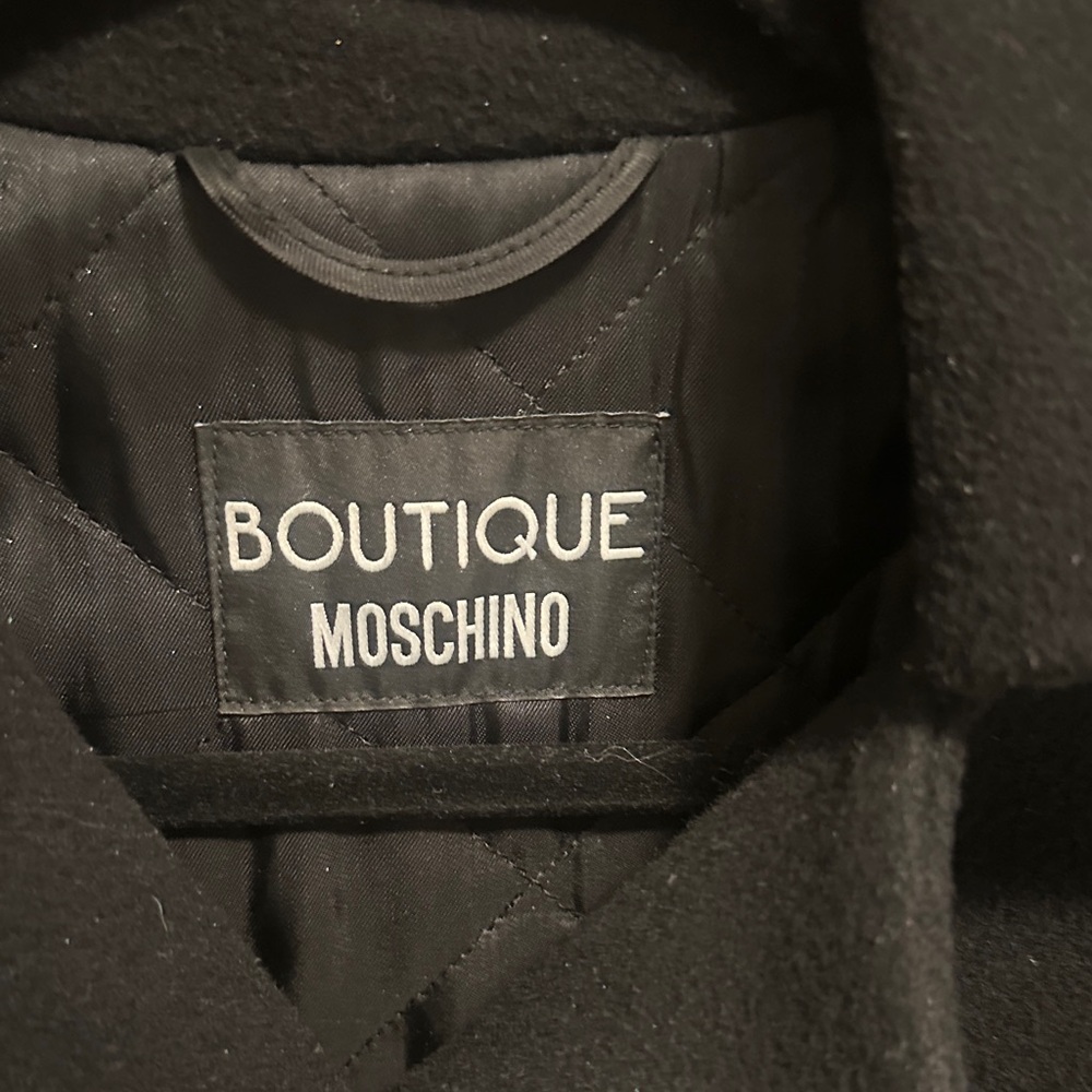 Moschino Black Trench Coat with Pink Belt - Picture 6 of 9
